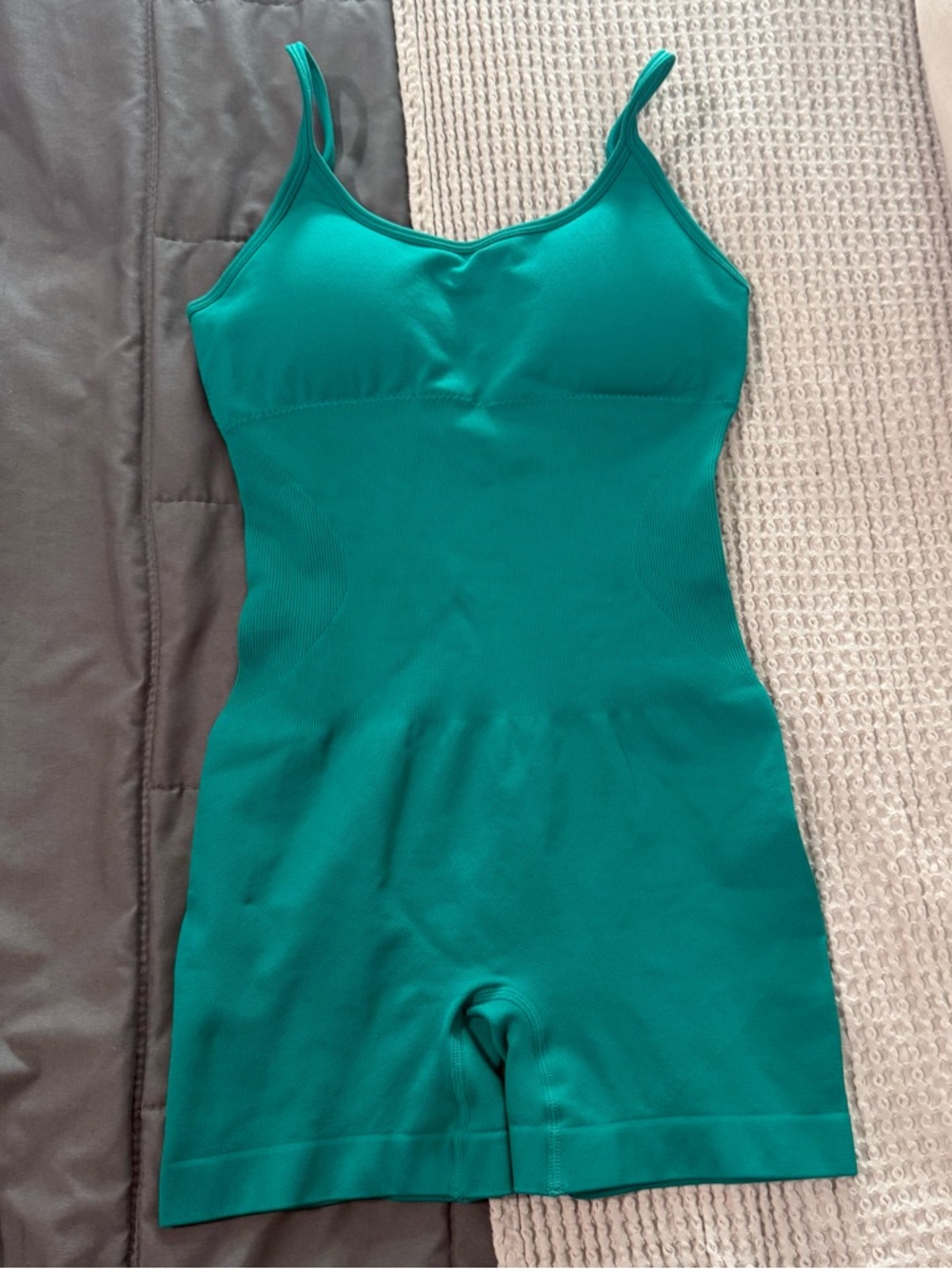 Green Shapewear Short Bodysuit - Sleeveless Sculpting One-Piece Athletic Size S